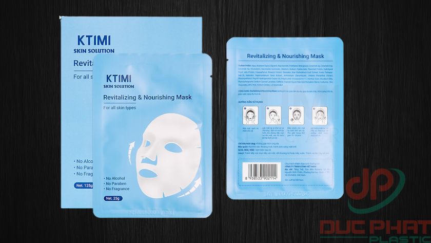 Hình ảnh cấu trúc nhiều lớp của bao bì mặt nạ làm từ màng ghép phức hợp