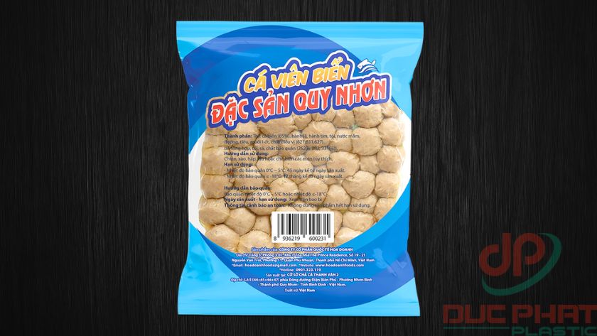 Bao bì cá viên cấu tạo từ màng ghép PA/PE, bảo vệ thực phẩm đông lạnh và quảng bá thương hiệu Bao bì cá viên nhiều lớp màng ghép PA và PE giúp bảo quản, ngăn ẩm và giữ hương vị sản phẩm
