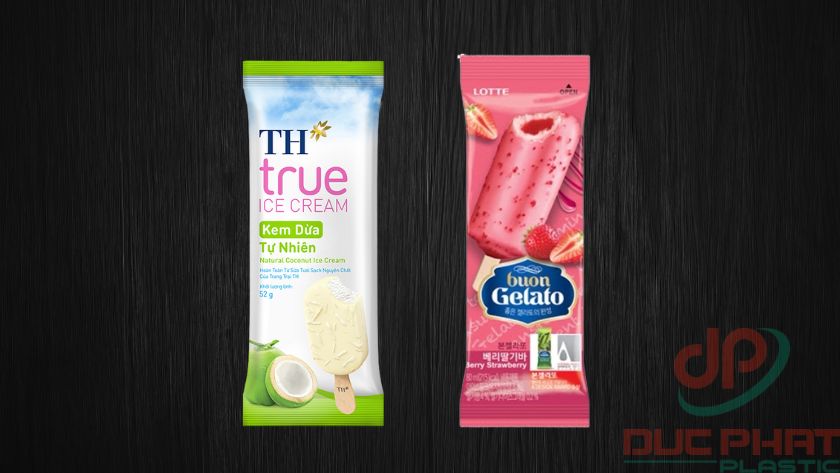 Công dụng bao bì kem que: bảo vệ chất lượng, truyền tải thương hiệu, cung cấp thông tin và tối ưu sản xuất Hai mẫu bao bì kem que giúp bảo vệ chất lượng sản phẩm, quảng bá thương hiệu và tối ưu sản xuất